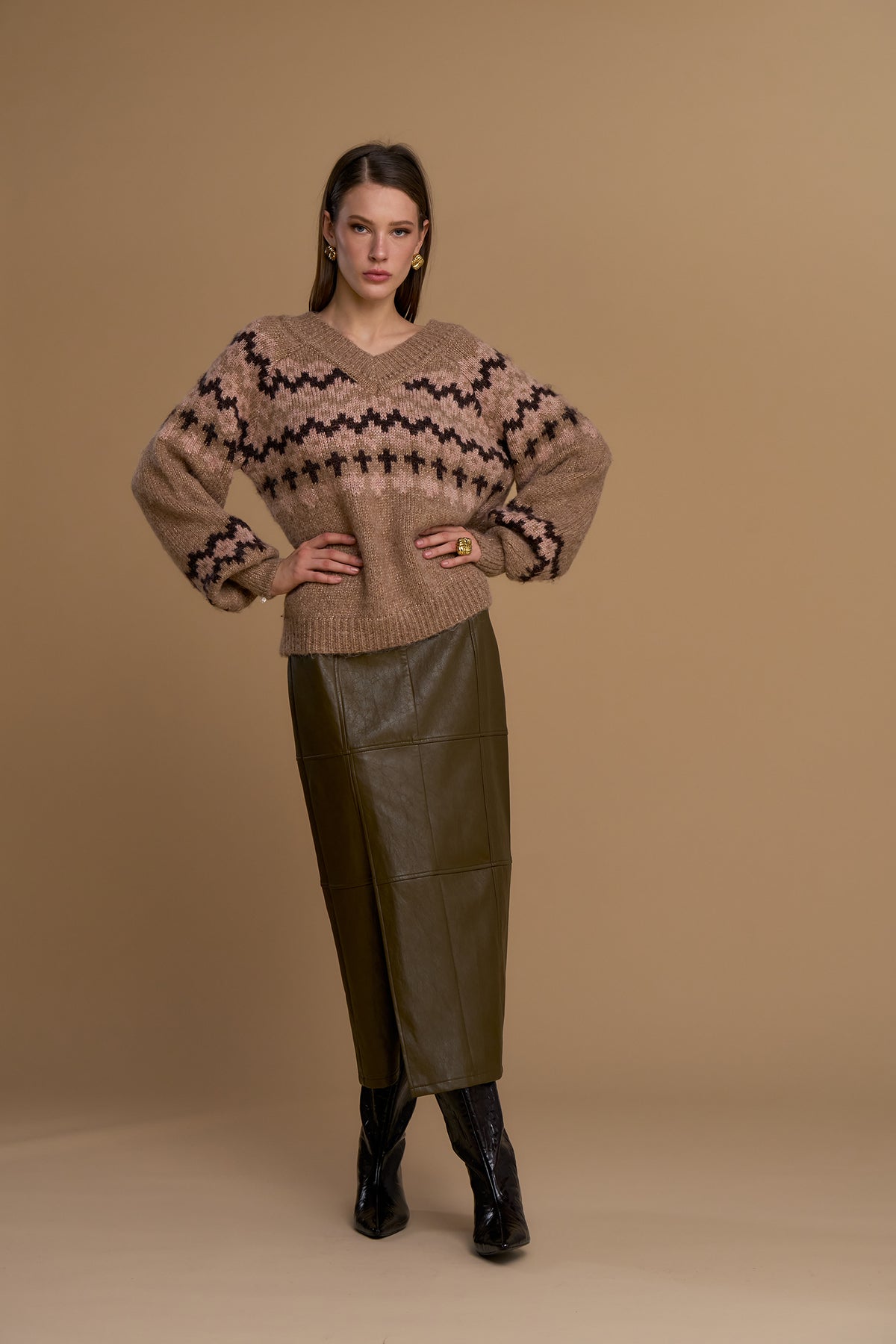 Gonna simil pelle martellata con spacco - 263ns204 - NOSECRETS