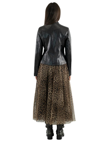 Gonna in tulle animalier con coullisse - 40217 - TENSIONE IN