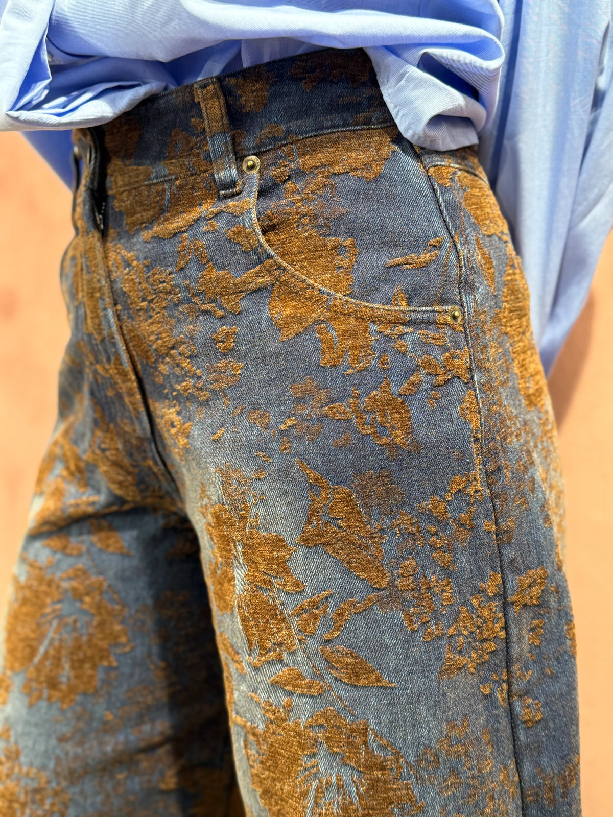 Jeans modello barrel con stampa in velluto moro in rilevow - 26p055 -  MOTEL