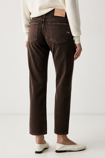 Brown regular-fit high-waisted jeans - ViCOLO