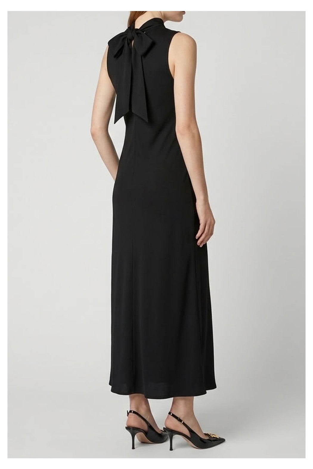 Abito Midi in Satin Nero con Fiocco - FB806A22R-I26 - MOTEL