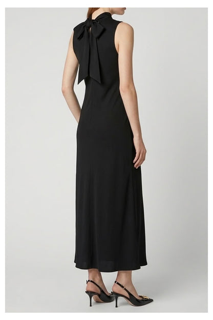 Abito Midi in Satin Nero con Fiocco - FB806A22R-I26 - MOTEL