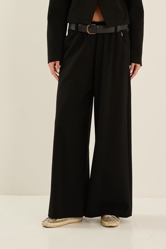 Pantalone largo con elastico in vita e cintura - M40F0235 - SOUVENIR