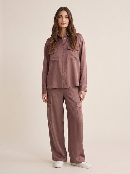 Pantaloni Cargo Wide-Leg Satinati con Tasconi - 26-4102camp - TENSIONE IN