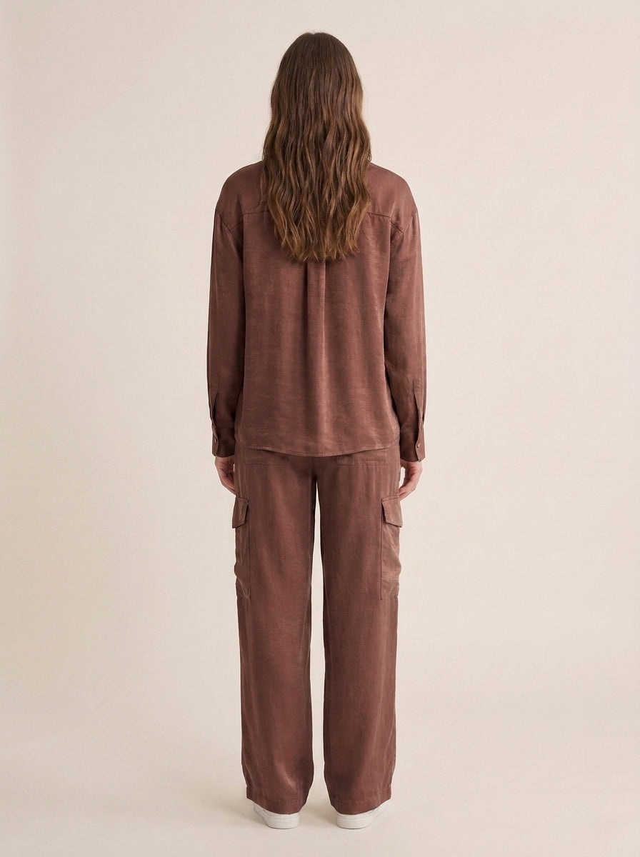 Pantaloni Cargo Wide-Leg Satinati con Tasconi - 26-4102camp - TENSIONE IN