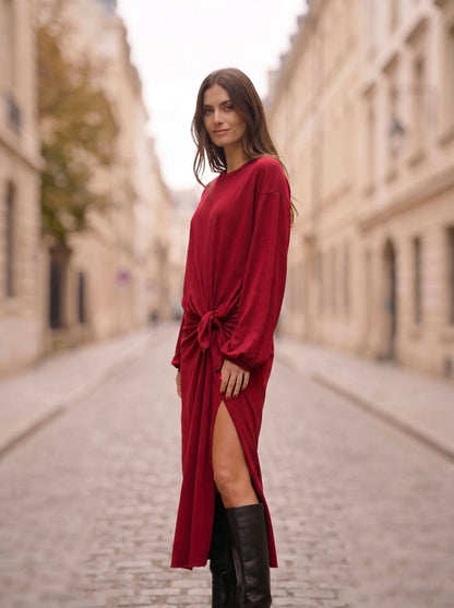 Langes Kleid mit Knoten - fw260093-a - TENSIONE IN