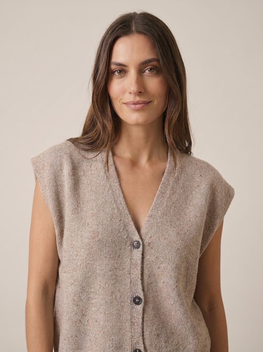 Camiseta sin mangas en mezcla de lana con efecto moteado - d82447ai26camp - TENSIONE IN