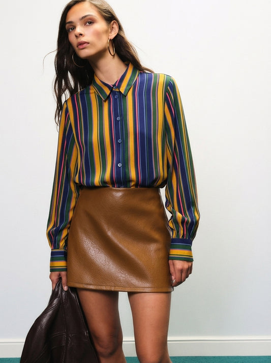 Striped shirt with classic collar and long sleeves - cdqc2ho - DIXIE