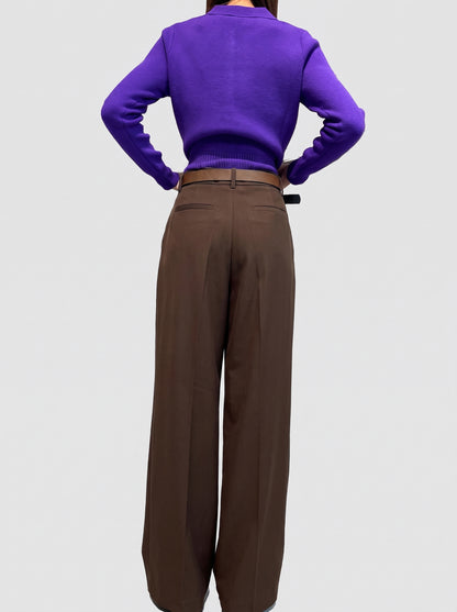 Pantalone a palazzo con pences in tessuto fluido - ai26-4020camp - TENSIONE IN