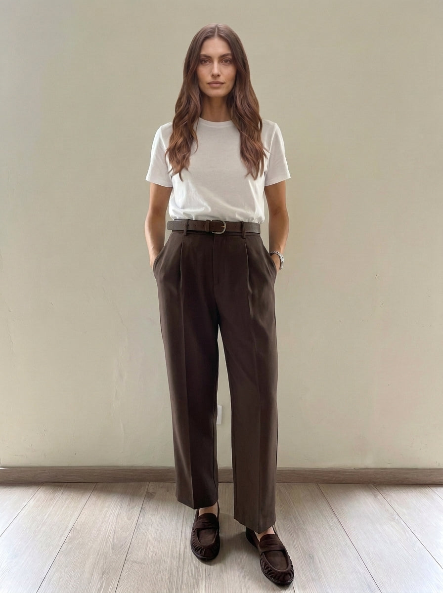 Pantalone con pence e cinta - ai26-4086camp - TENSIONE IN