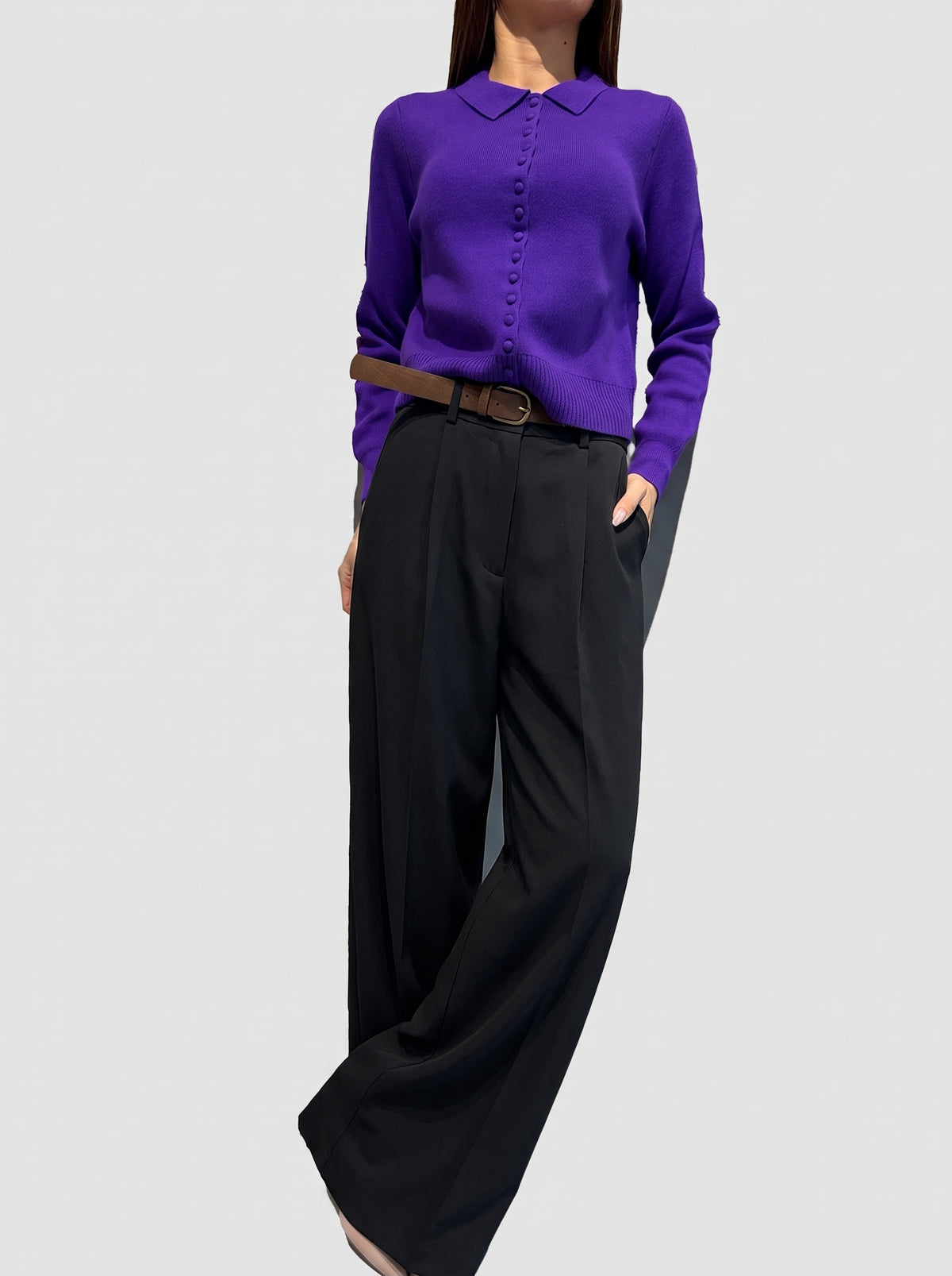 Pantalone a palazzo con pences in tessuto fluido - ai26-4020camp - TENSIONE IN