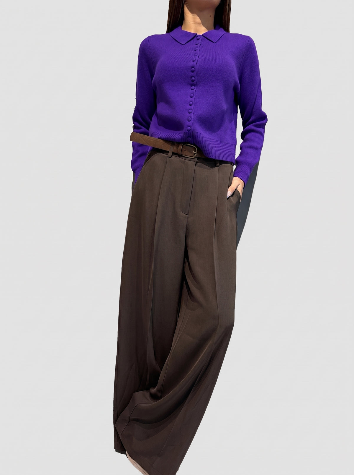 Pantalone a palazzo con pences in tessuto fluido - ai26-4020camp - TENSIONE IN