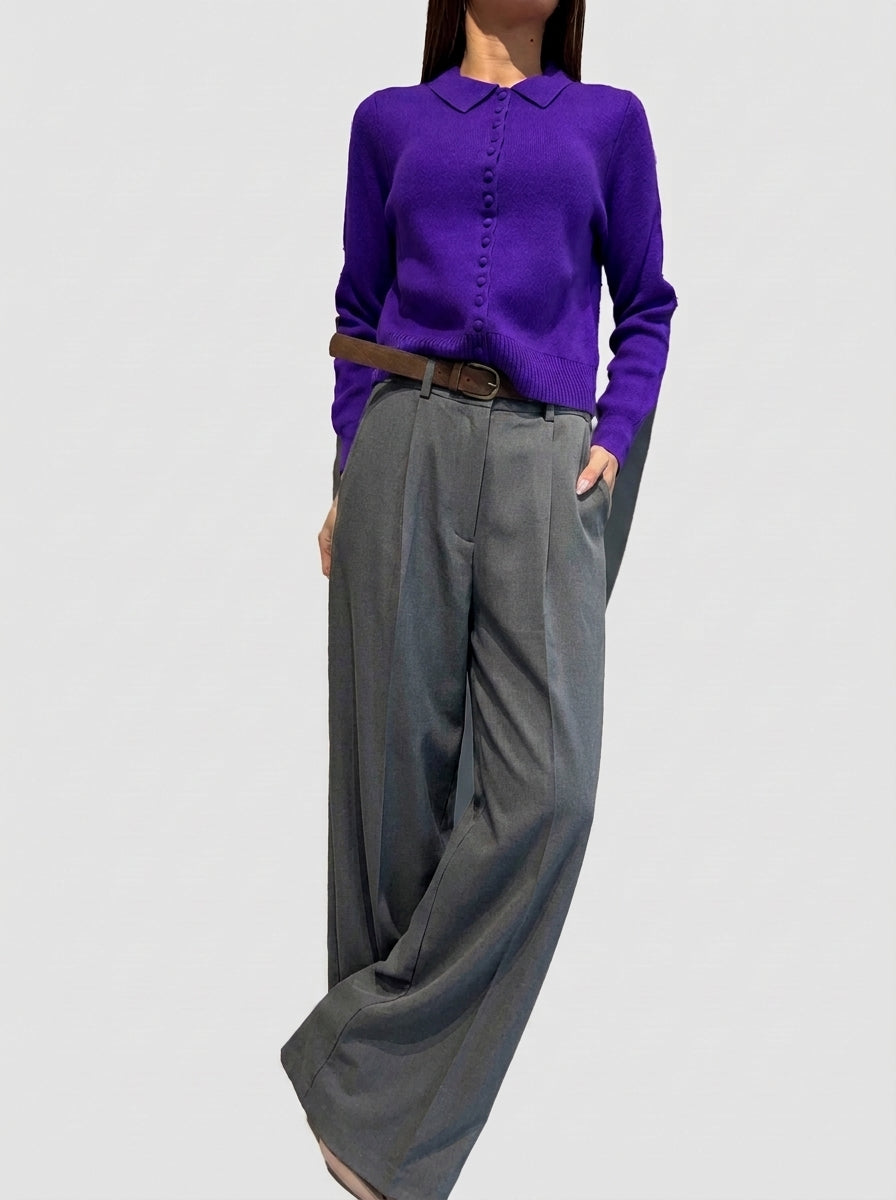 Pantalone a palazzo con pences in tessuto fluido - ai26-4020camp - TENSIONE IN