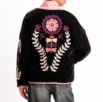 Giacca kimono velluto ciniglia con ricami - 40243 -  TENSIONE IN