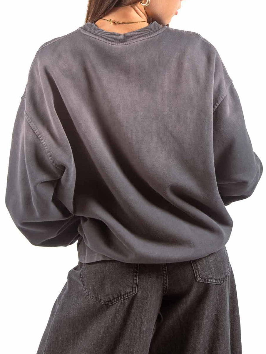 Washed Grey Crewneck Sweatshirt with Print - rn729 - TENSIONE IN