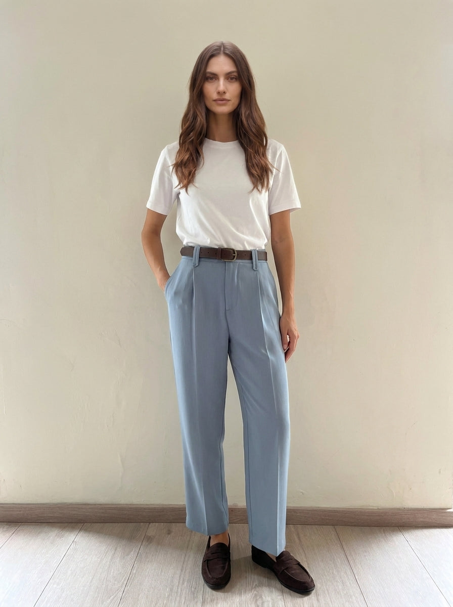 Pantalone con pence e cinta - ai26-4086camp - TENSIONE IN