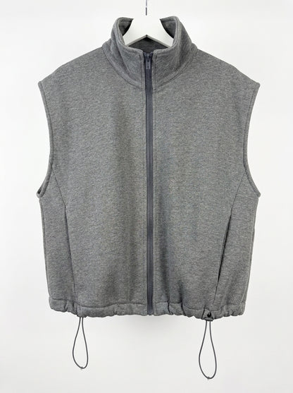 Gilet Smanicato Zippato in Misto Cotone con Collo Alto e Coulisse - r03l0674 - PHILIA LOFT