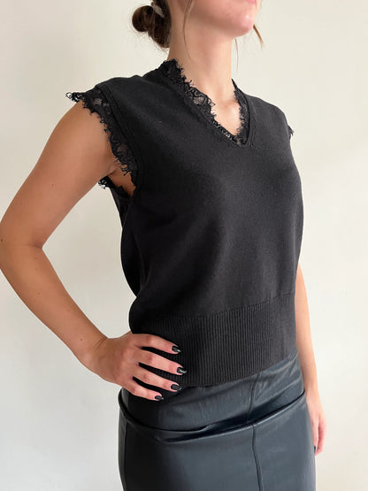 Gilet in maglia con inserti in pizzo - wf8664ai26camp - TENSIONE IN