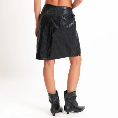 Faux leather mini skirt with studs - W26G351 - TENSIONE IN