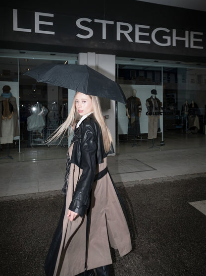 Trenchcoat mit Kunstledereinsätzen - a26ap605 - LE STREGHE