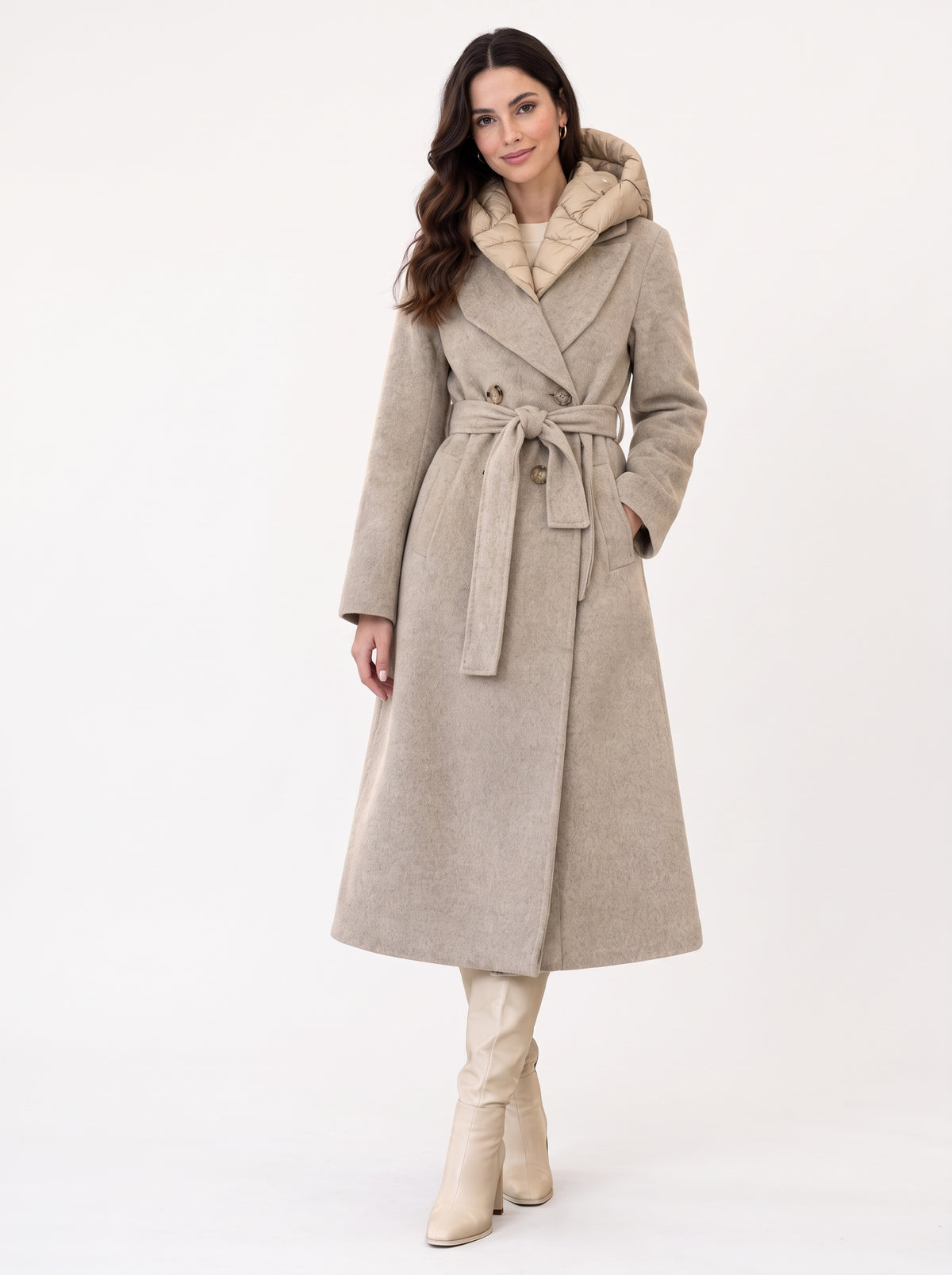 Manteau doudoune à capuche avec ceinture - tac0090 - ViCOLO