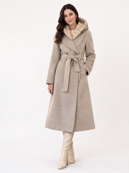 Manteau doudoune à capuche avec ceinture - tac0090 - ViCOLO