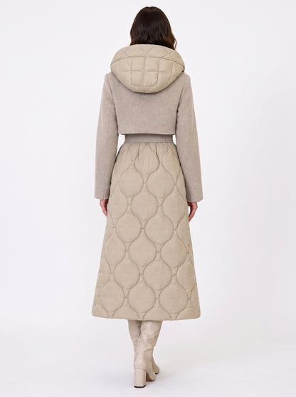 Manteau doudoune à capuche avec ceinture - tac0090 - ViCOLO