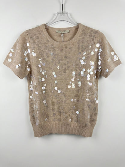 Maglia Girocollo a Maniche Corte con Paillettes Effetto Madreperla - al237 - OPERA