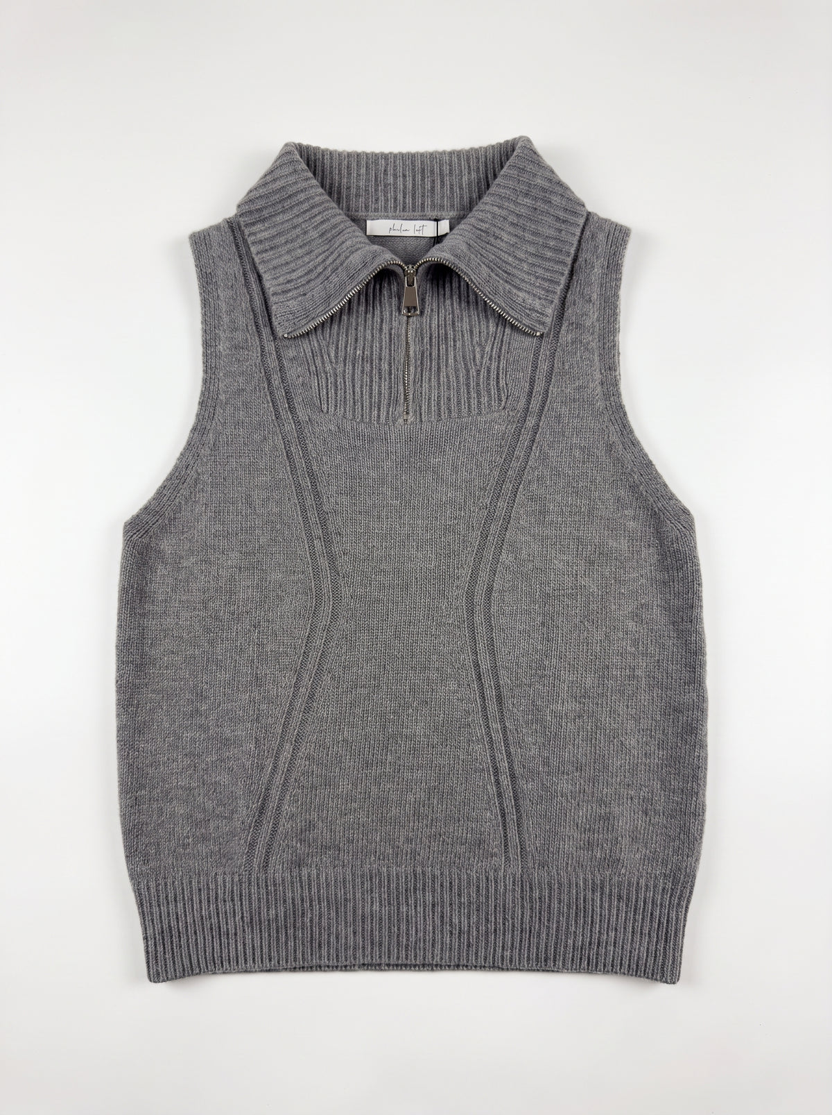 Maglia Smanicata in Misto Lana con Collo Alto Zippato e Lavorazione Sagomata - S03Y0568 - PHILIA LOFT