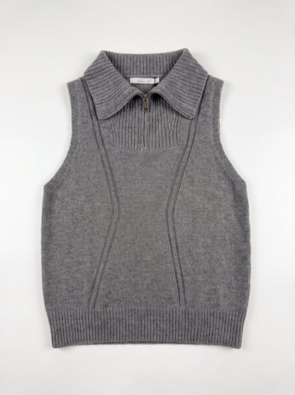 Maglia Smanicata in Misto Lana con Collo Alto Zippato e Lavorazione Sagomata - S03Y0568 - PHILIA LOFT