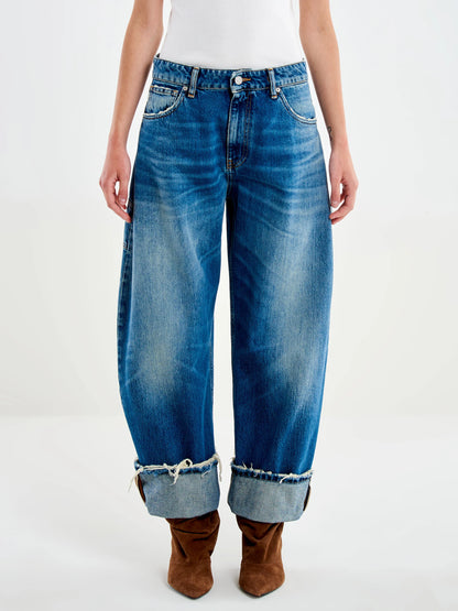 Kuma Barrel Jeans mit umgeschlagenem Saum - DAC5018 - ViCOLO
