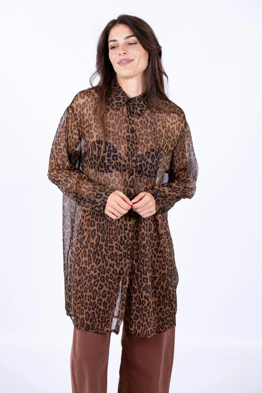 Oversized Animal Print Shirt - a26pl124 - LE STREGHE