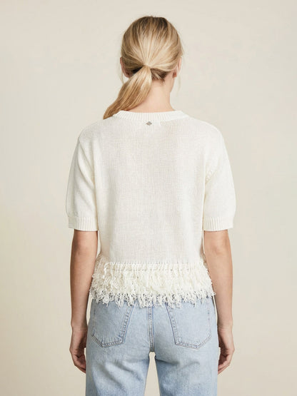 Short Sleeve Crew Neck T-Shirt With Fringe – PHILIA LOFT - V02V0022