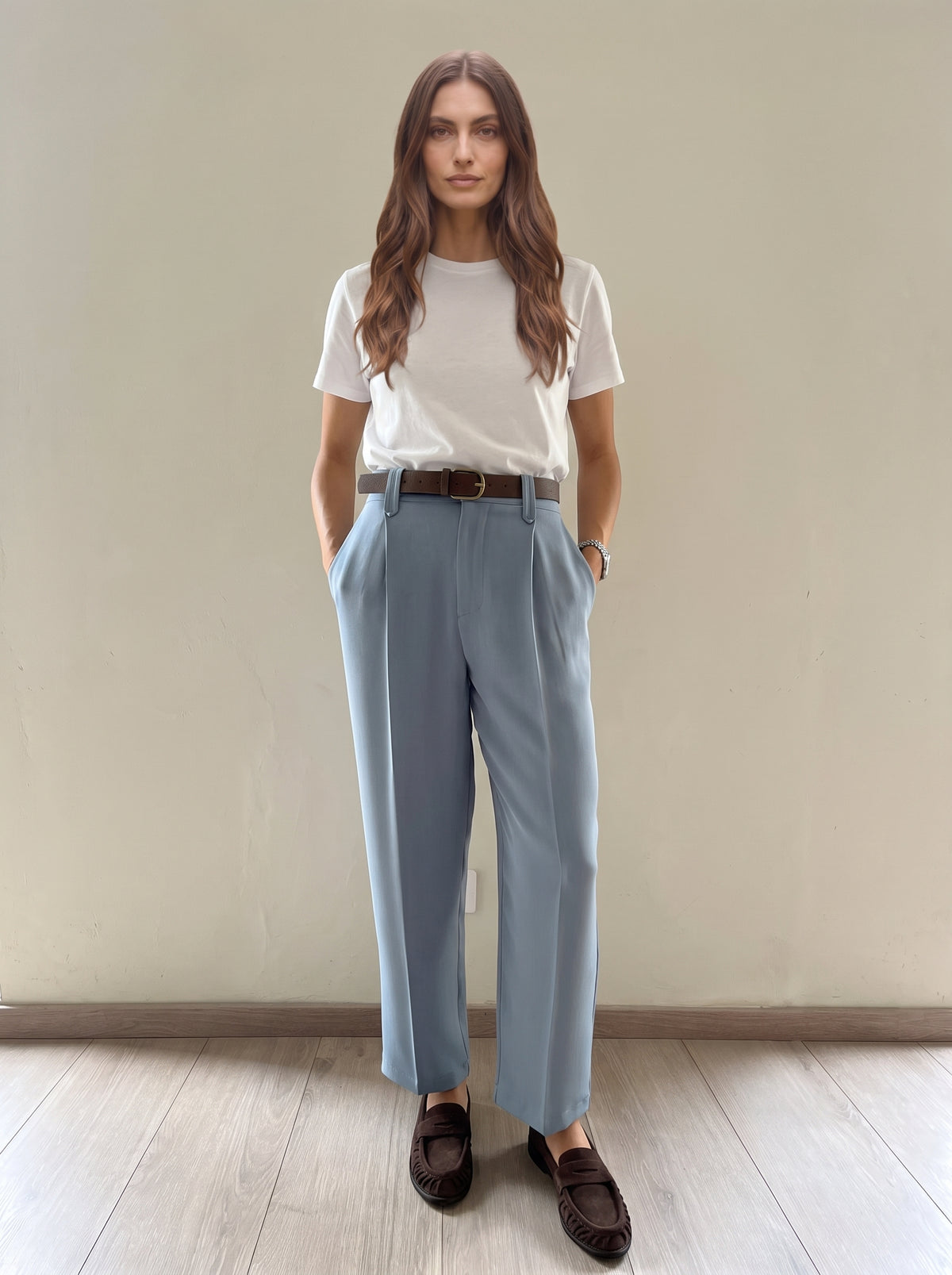 Pantalone con pence e cinta - ai26-4086camp - TENSIONE IN