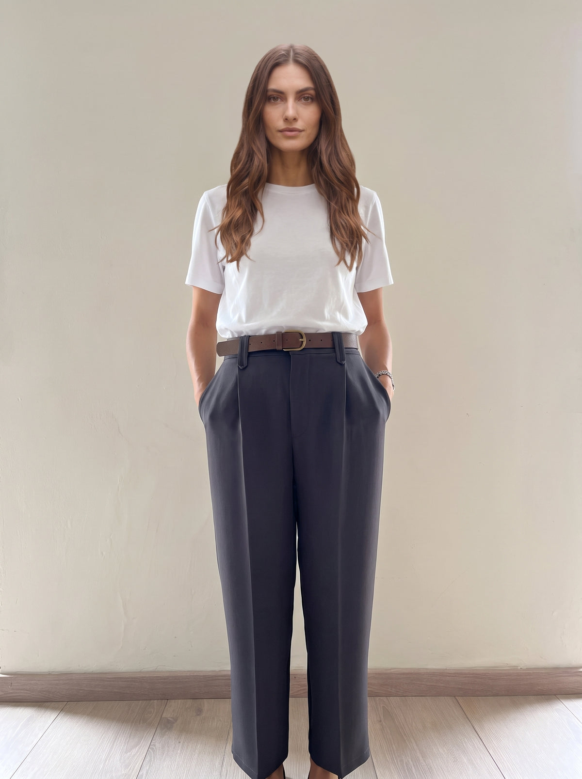 Pantalone con pence e cinta - ai26-4086camp - TENSIONE IN