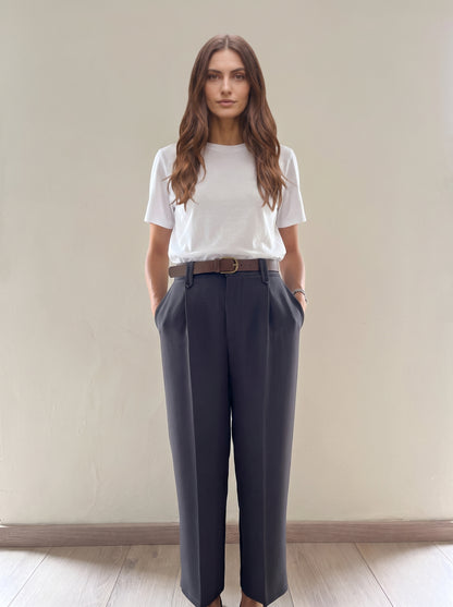 Pantalone con pence e cinta - ai26-4086camp - TENSIONE IN