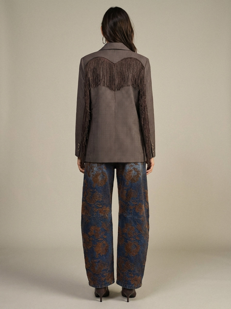 Jeans modello barrel con stampa in velluto moro in rilevow - 26p055 -  MOTEL