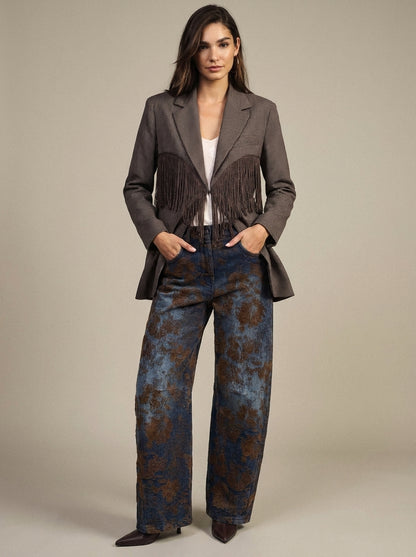 Jeans modello barrel con stampa in velluto moro in rilevow - 26p055 -  MOTEL