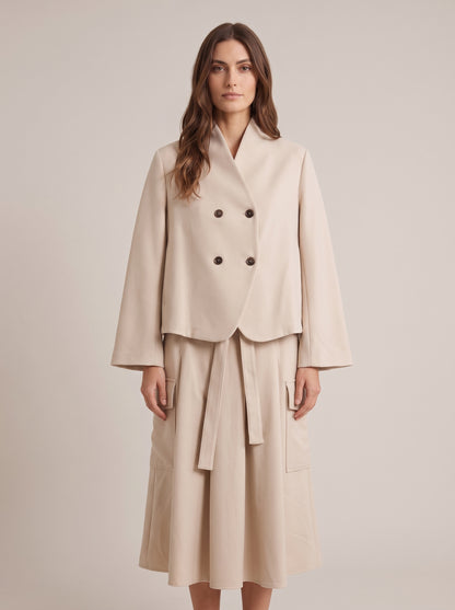 Gonna Midi Svasata a Pieghe con Tasche Cargo e Cintura Annodabile - A03N0715 - PHILIA LOFT