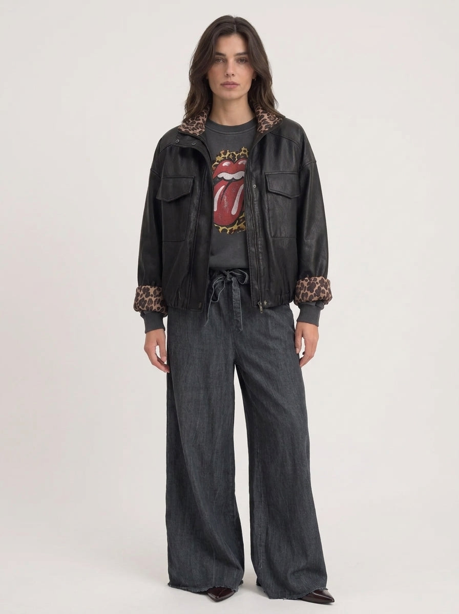 Frayed chambray trousers with drawstring - fw260027 - TENSIONE IN
