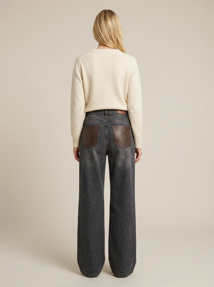 Denim-Jeanshose mit Kunstledertaschen - p367-j145-z158ca - TENSIONE IN