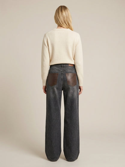 Denim-Jeanshose mit Kunstledertaschen - p367-j145-z158ca - TENSIONE IN