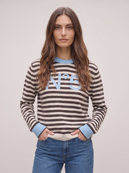 Maglie a righe con colletto colorato numero 5 centrale - D82444AI26CAMP - TENSIONE IN