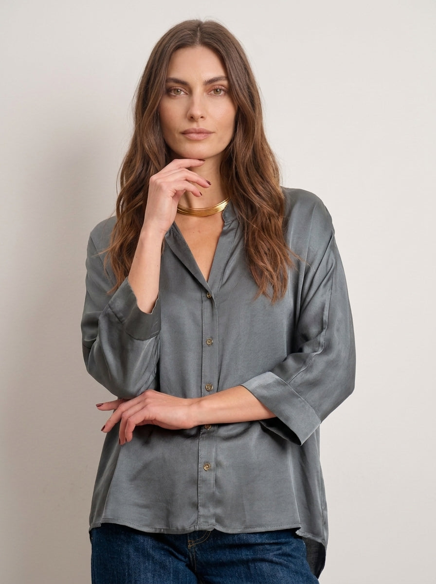 Camicia in satin collo coreana - C484C22R-I26PR - MOTEL