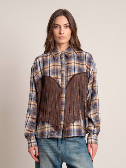 Camicia check con frange - w26c880 - TENSIONE IN
