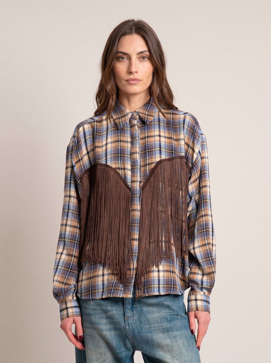 Camicia check con frange - w26c880 - TENSIONE IN
