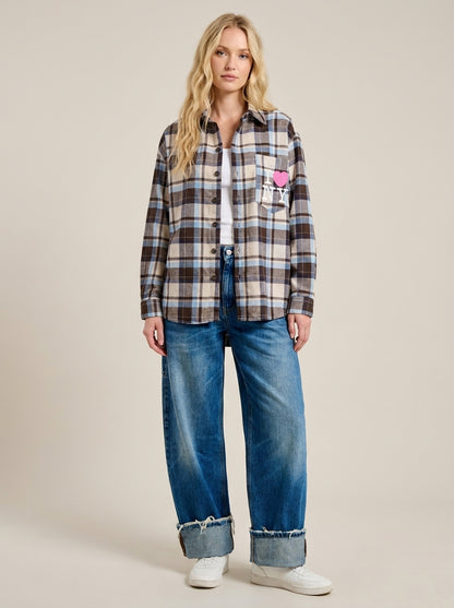 Camicia Oversize a Quadri con Taschino "I ❤️ NY" - W26C373 - MOTEL