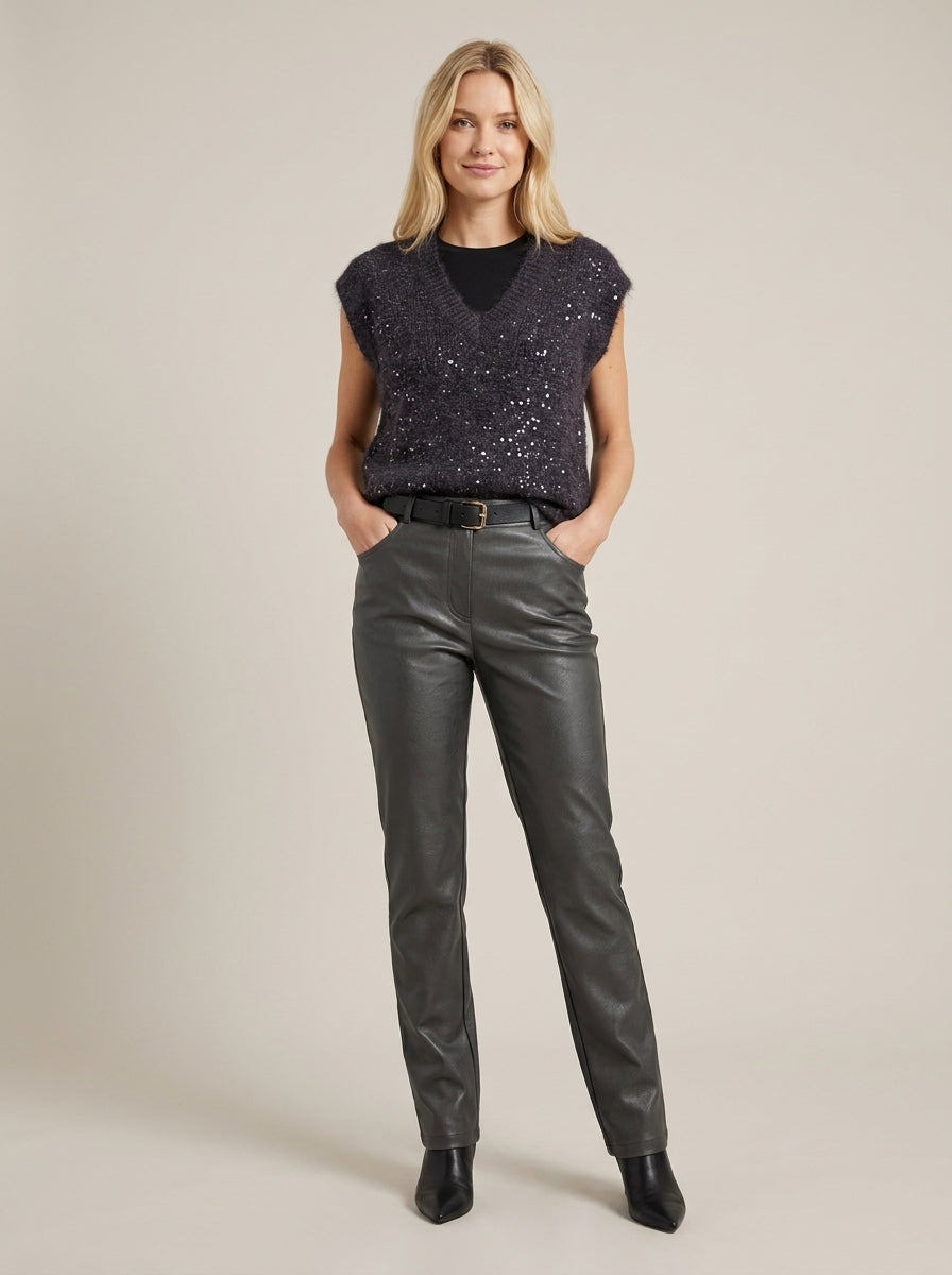Sleeveless mohair sweater with sequin inserts - z40r0268 - SOUVENIR