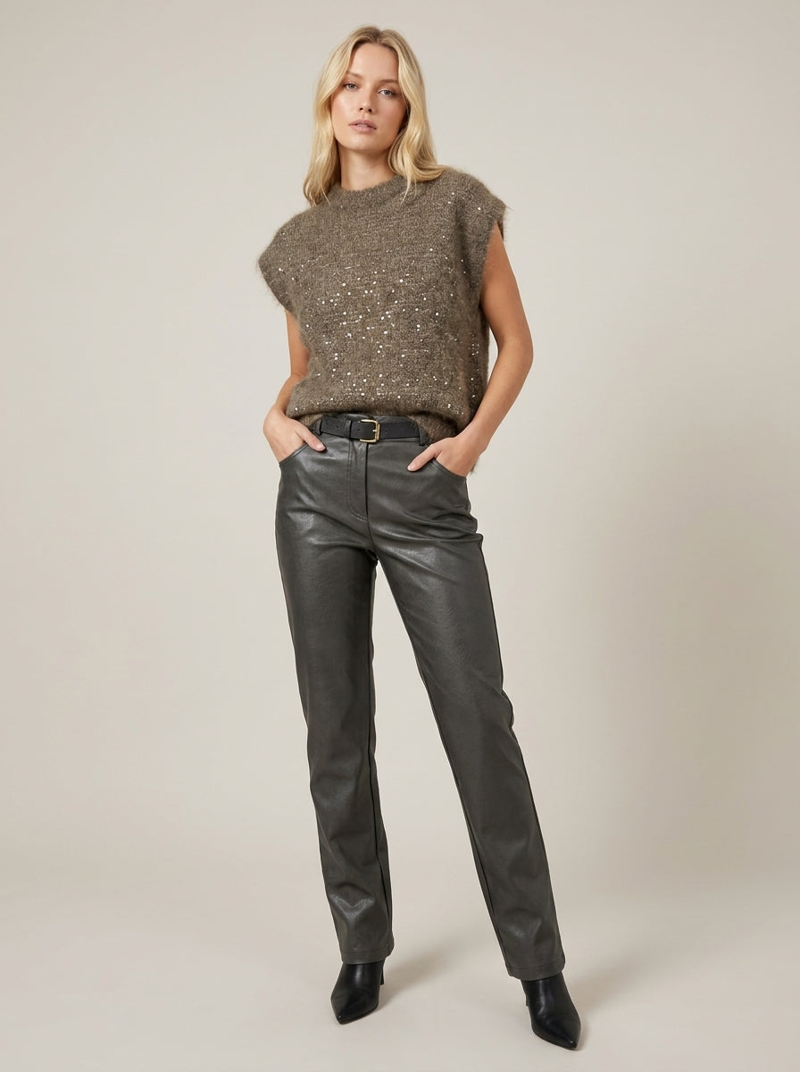 Sleeveless mohair sweater with sequin inserts - z40r0268 - SOUVENIR