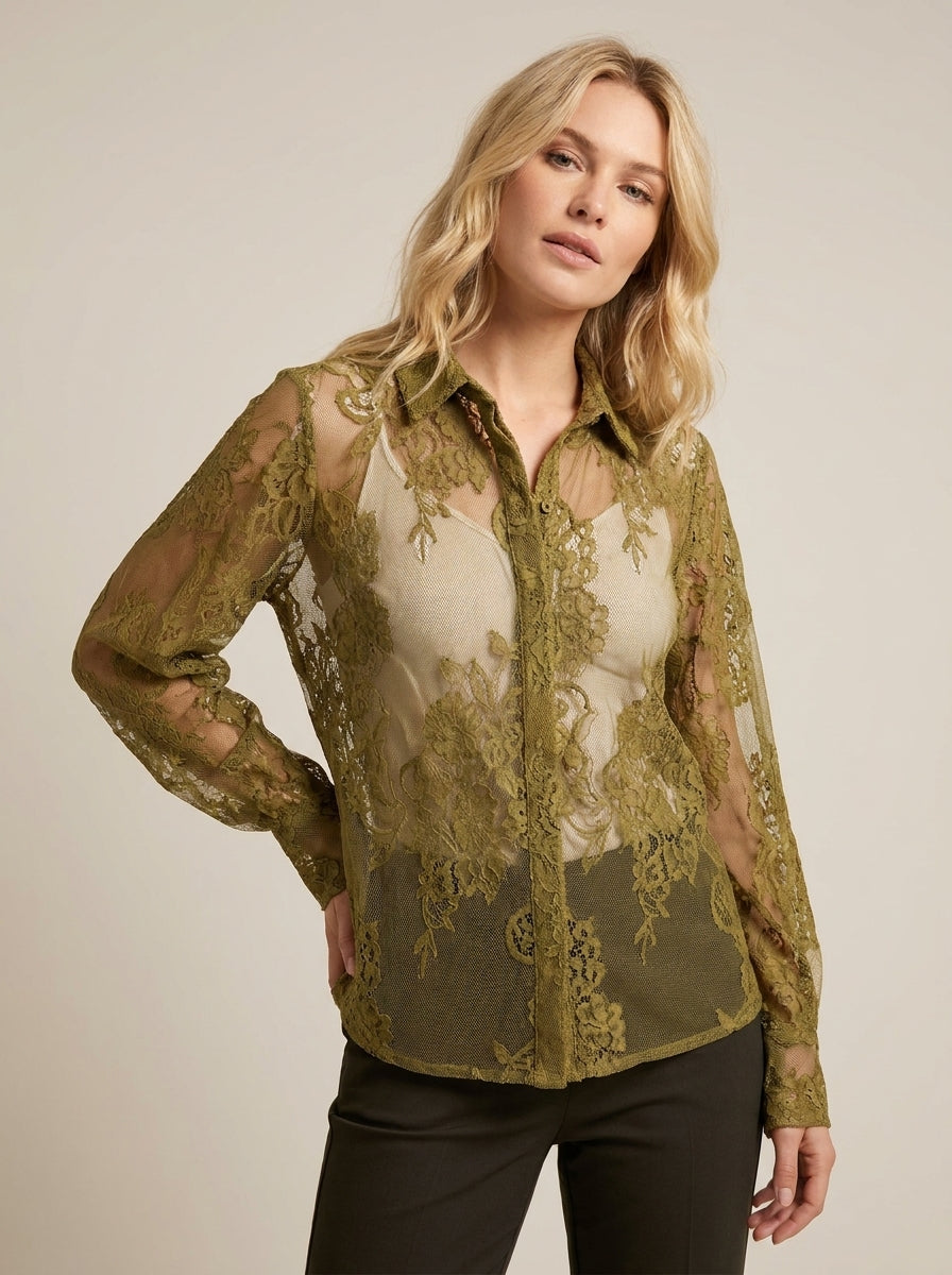 Camicia  in pizzo semitrasparente - w26c727 - MOTEL